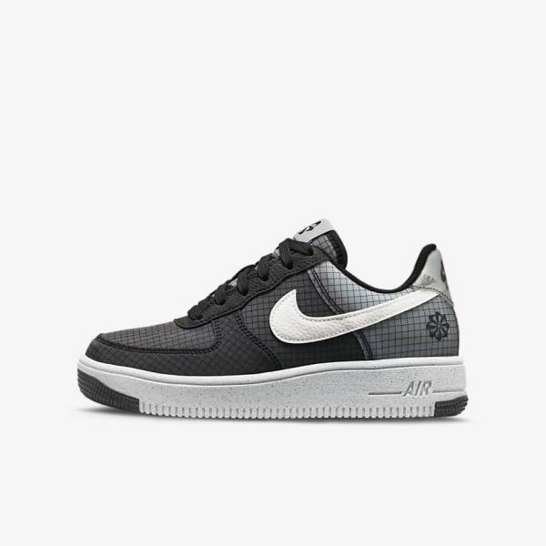 Kids\' Nike Air Force 1 Crater Older Sneakers Black / White | NK420ONR