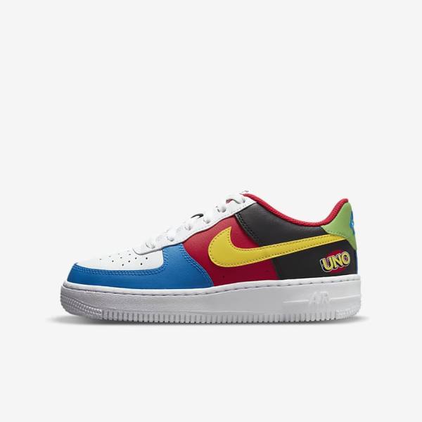 Kids\' Nike Air Force 1 LV8 Older Sneakers White / Red / Royal / Gold | NK431KXZ