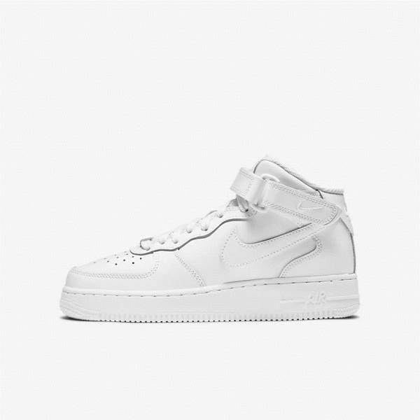 Kids\' Nike Air Force 1 Mid LE Older Basketball Shoes White | NK463RXH