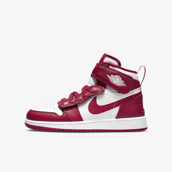 Kids\' Nike Air Jordan 1 Hi FlyEase Older Sneakers Red / White | NK609CIX