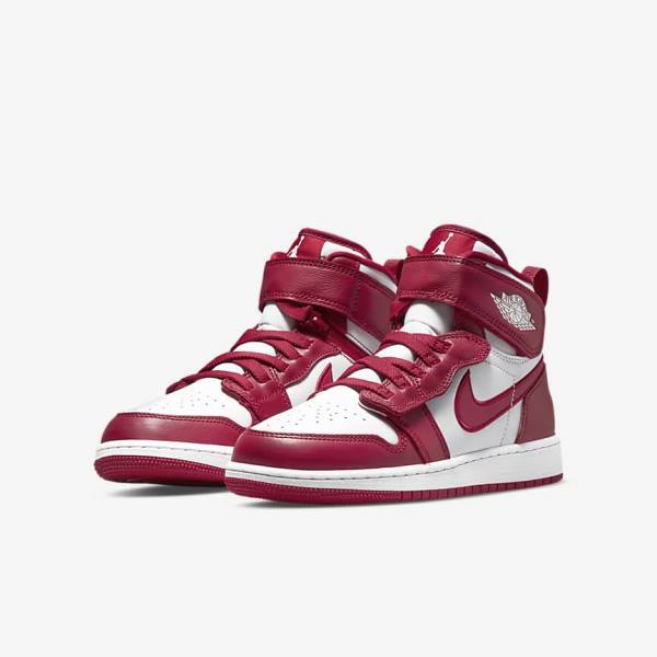 Kids' Nike Air Jordan 1 Hi FlyEase Older Jordan Shoes Red / White | NK875TUP