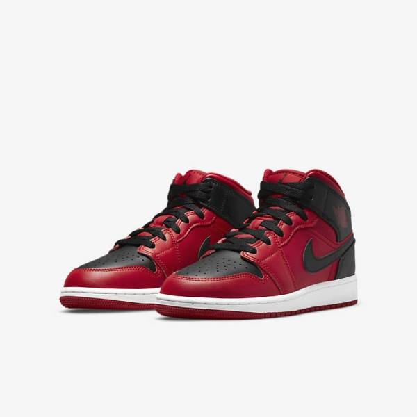 Kids' Nike Air Jordan 1 Mid Older Sneakers Red / White / Black | NK176PZN