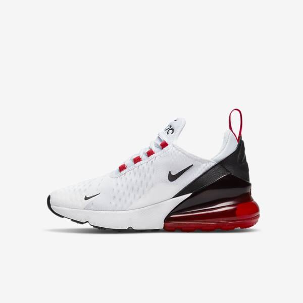 Kids\' Nike Air Max 270 Older Sneakers White / Black / Red / Grey | NK394CZU