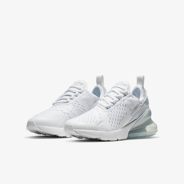 Kids' Nike Air Max 270 Older Sneakers White / Metal Silver / White | NK512JAC