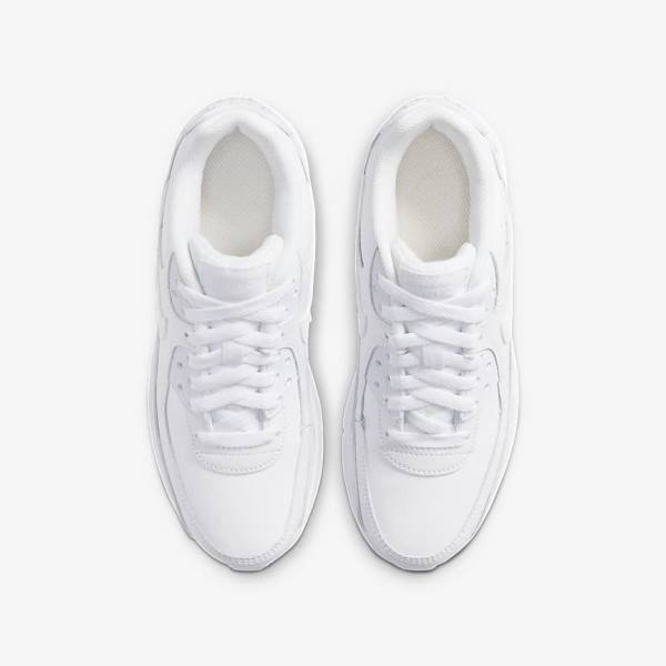 Kids' Nike Air Max 90 LTR Older Sneakers White / Metal Silver / White | NK069ARK