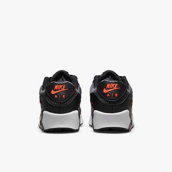 Kids' Nike Air Max 90 Older Sneakers Black / Orange / Grey / White | NK825LVA