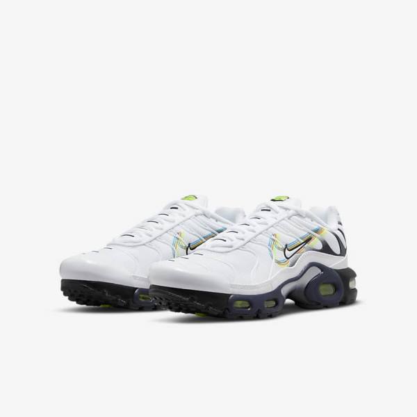 Kids' Nike Air Max Plus Older Sneakers White / Grey / Blue | NK735QMT