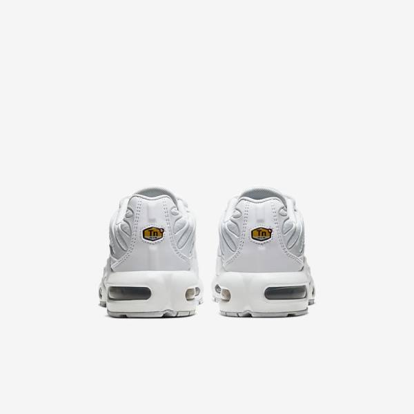 Kids' Nike Air Max Plus Older Sneakers White / Metal Silver / White | NK741HBR