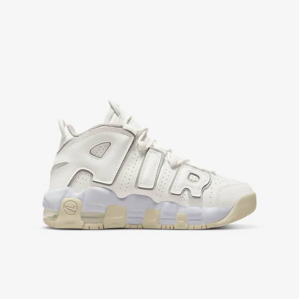 Kids' Nike Air More Uptempo Older Basketball Shoes White / Brown / Light | NK927VOU