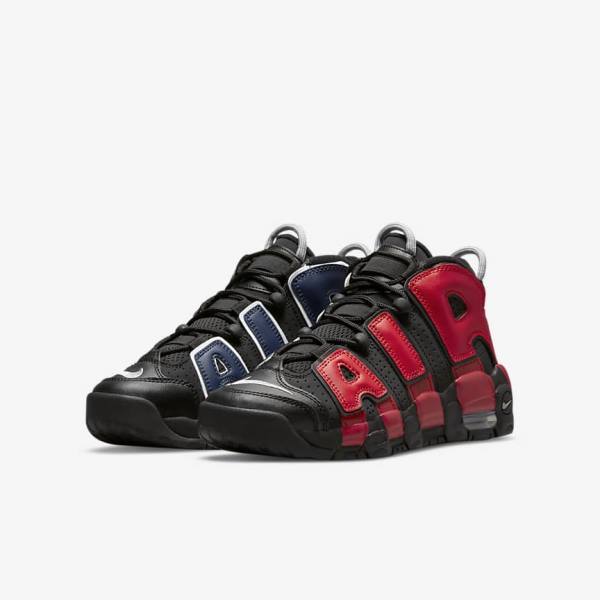 Kids' Nike Air More Uptempo Older Sneakers Black / Navy / White / Red | NK289KTA