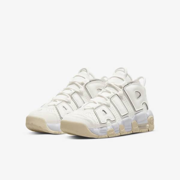 Kids' Nike Air More Uptempo Older Sneakers White / Brown / Light | NK310RVJ