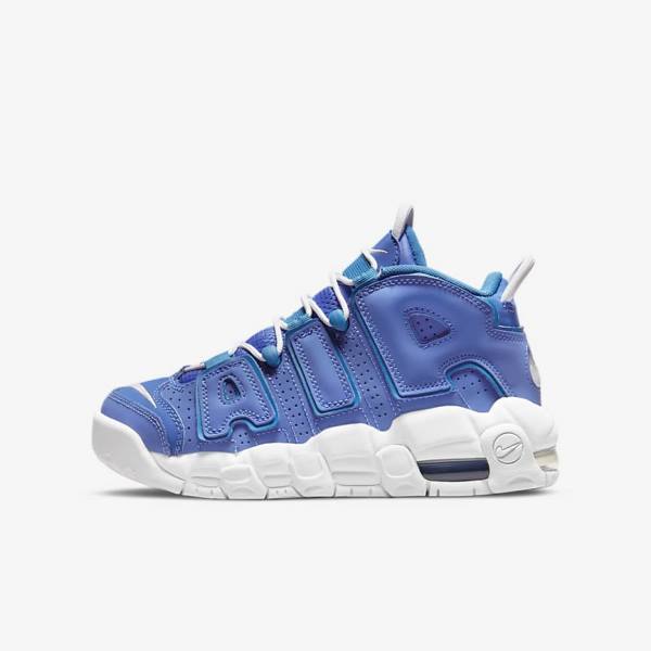 Kids\' Nike Air More Uptempo Older Sneakers Blue / White | NK347JTR