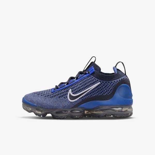 Kids\' Nike Air VaporMax 2021 FK Older Sneakers Royal / White / Dark Grey / Black | NK508KDL