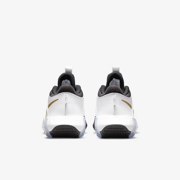 Kids' Nike Air Zoom Crossover Older Basketball Shoes White / Black / Metal Gold | NK651BUA