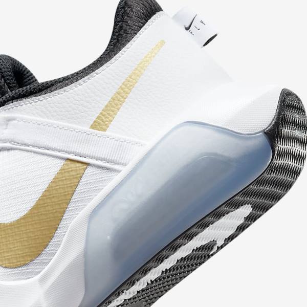 Kids' Nike Air Zoom Crossover Older Basketball Shoes White / Black / Metal Gold | NK651BUA