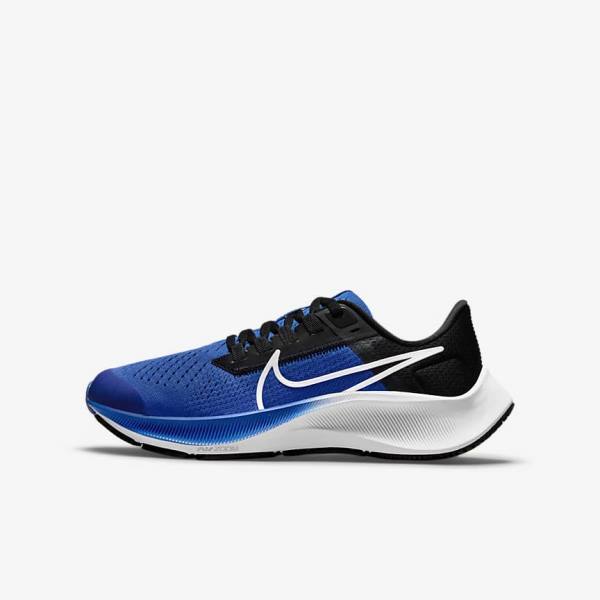 Kids\' Nike Air Zoom Pegasus 38 Older Road Running Shoes Royal / Black / White | NK728UKS