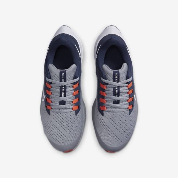 Kids' Nike Air Zoom Pegasus 38 Older Road Running Shoes Grey / Navy / Orange / White | NK792BUD