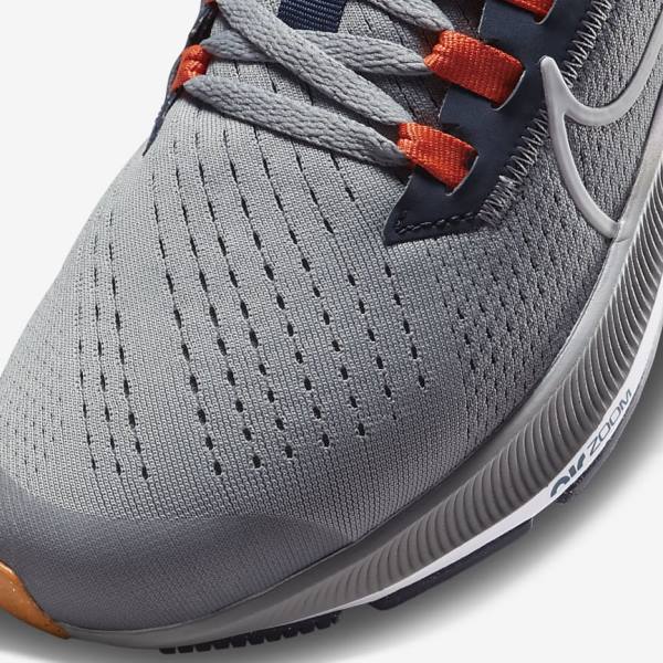 Kids' Nike Air Zoom Pegasus 38 Older Road Running Shoes Grey / Navy / Orange / White | NK792BUD