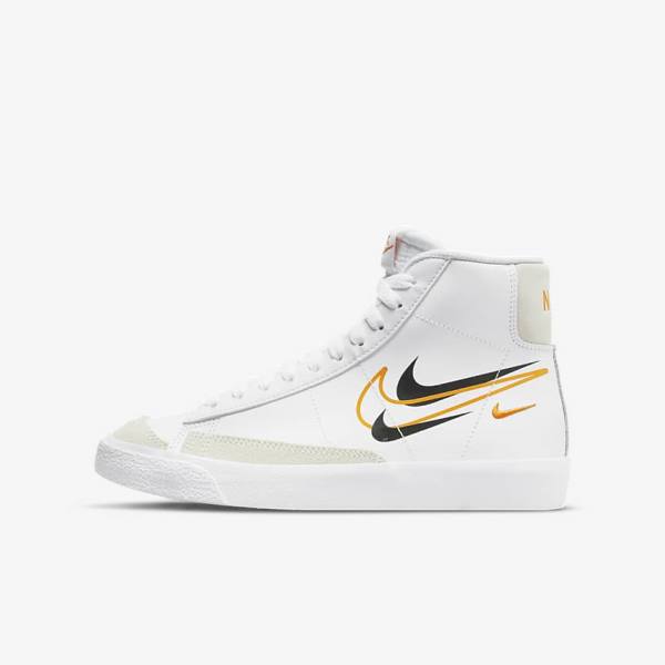 Kids\' Nike Blazer Mid 77 Older Basketball Shoes White / Black / White | NK193XUY