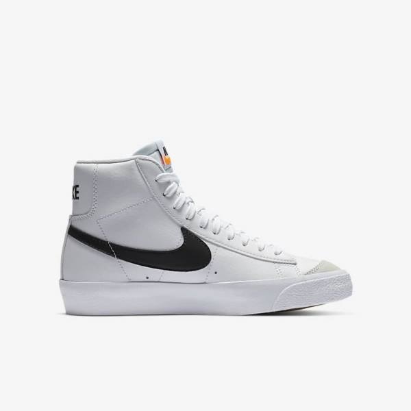 Kids' Nike Blazer Mid 77 Older Basketball Shoes White / Orange / Black | NK472YIQ