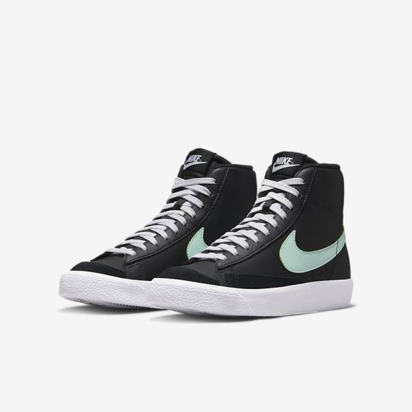 Kids' Nike Blazer Mid 77 Older Sneakers Black / White / Mint | NK097VLD