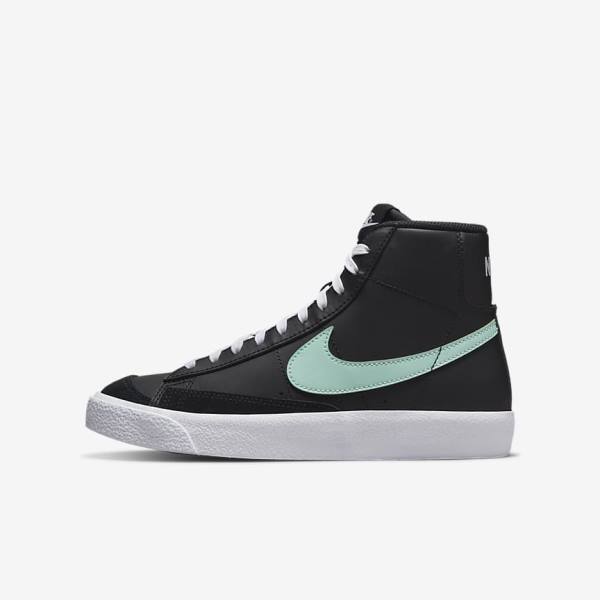 Kids\' Nike Blazer Mid 77 Older Sneakers Black / White / Mint | NK097VLD