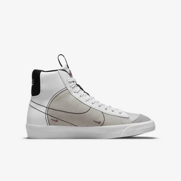 Kids' Nike Blazer Mid 77 SE Dance Older Sneakers White / Black / White / Burgundy | NK409MGE