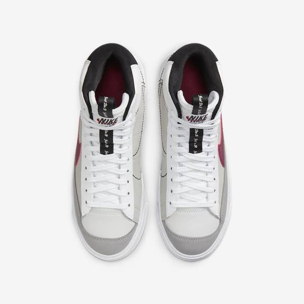 Kids' Nike Blazer Mid 77 SE Dance Older Sneakers White / Black / White / Burgundy | NK409MGE