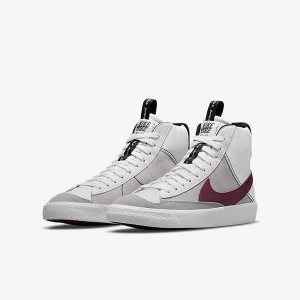 Kids' Nike Blazer Mid 77 SE Dance Older Sneakers White / Black / White / Burgundy | NK409MGE