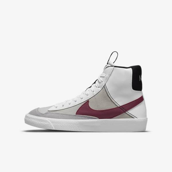 Kids\' Nike Blazer Mid 77 SE Dance Older Sneakers White / Black / White / Burgundy | NK409MGE