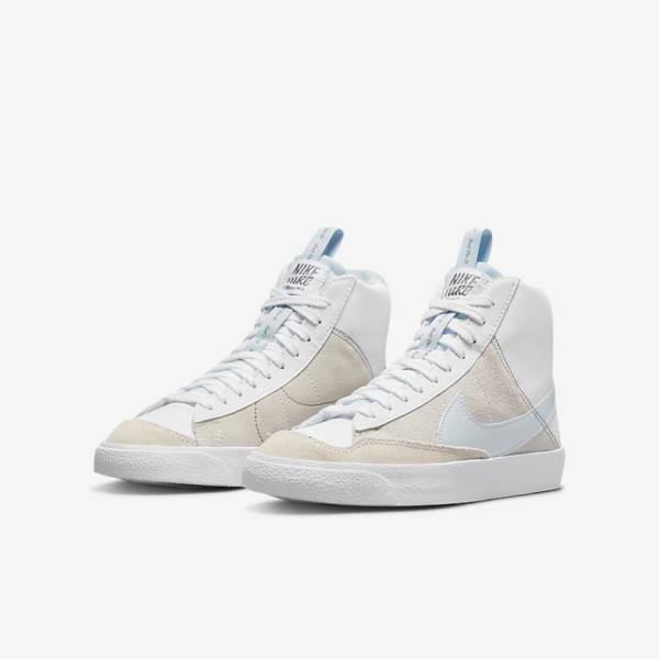 Kids' Nike Blazer Mid 77 SE Dance Older Sneakers White / Blue Grey | NK496LTX