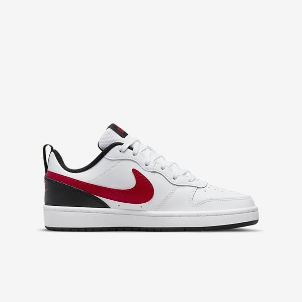 Kids' Nike Court Borough Low 2 Older Sneakers White / Black / Red | NK571SYN