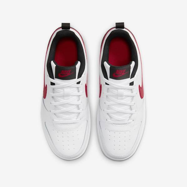 Kids' Nike Court Borough Low 2 Older Sneakers White / Black / Red | NK571SYN