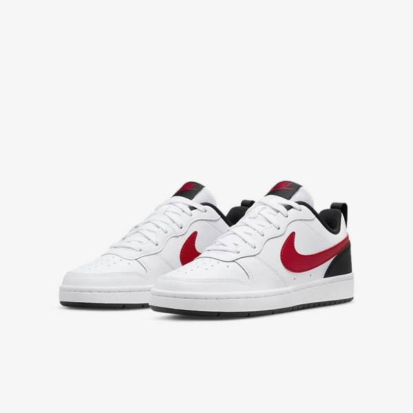 Kids' Nike Court Borough Low 2 Older Sneakers White / Black / Red | NK571SYN