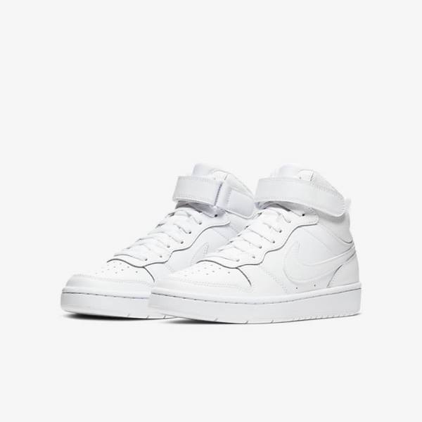 Kids' Nike Court Borough Mid 2 Older Sneakers White | NK052LHD