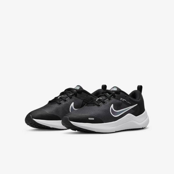 Kids' Nike Downshifter 12 Older Road Running Shoes Black / Dark Grey / White | NK751VAG