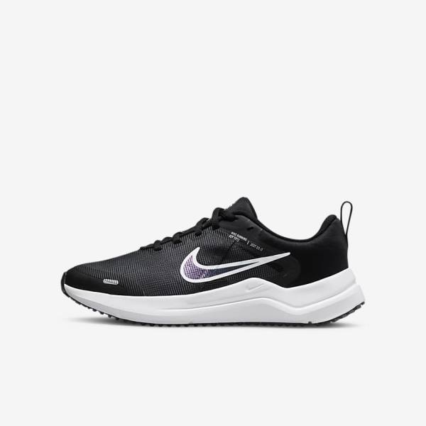 Kids\' Nike Downshifter 12 Older Road Running Shoes Black / Dark Grey / White | NK751VAG