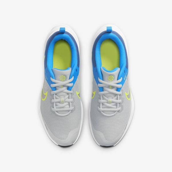 Kids' Nike Downshifter 12 Older Road Running Shoes Grey / Blue Grey / Navy / Grey | NK759GUK