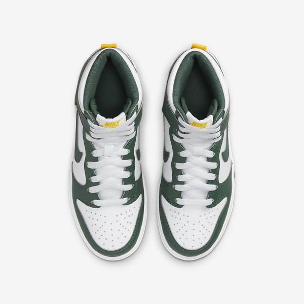 Kids' Nike Dunk High Older Sneakers Green / Gold / White | NK187SDZ