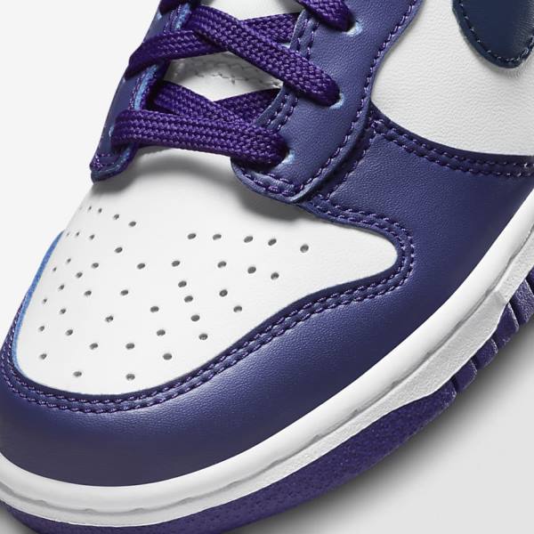 Kids' Nike Dunk High Older Sneakers White / Purple / Navy | NK564RJW