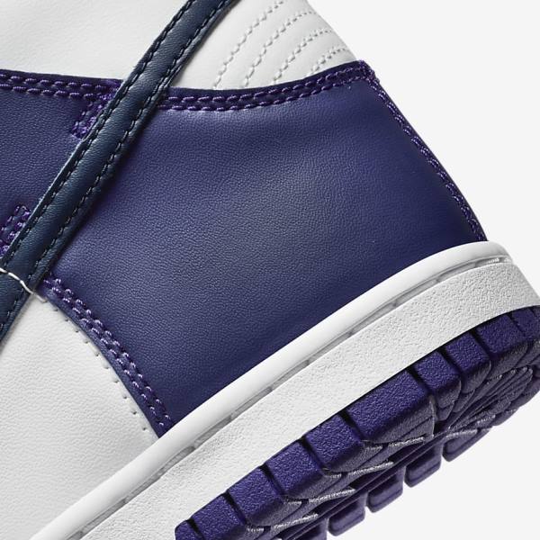 Kids' Nike Dunk High Older Sneakers White / Purple / Navy | NK564RJW