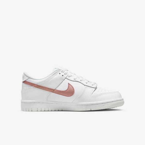 Kids' Nike Dunk Low Older Sneakers White / Metal Red Brown | NK890CLD