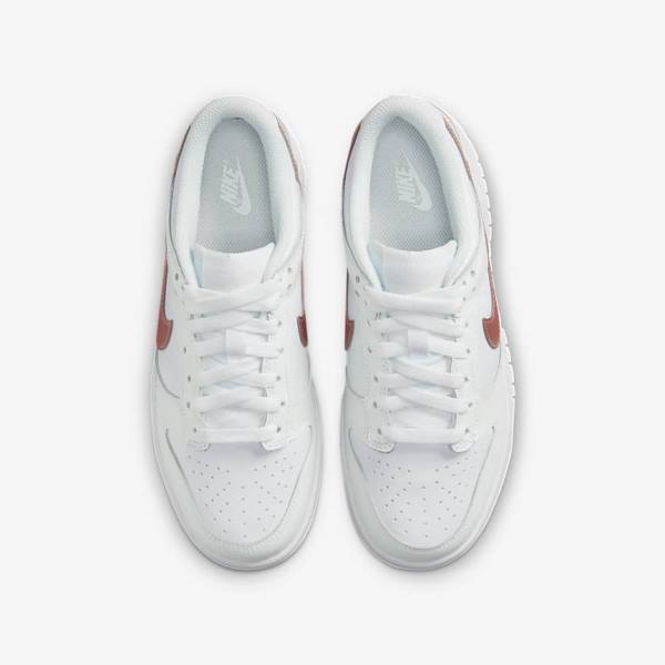 Kids' Nike Dunk Low Older Sneakers White / Metal Red Brown | NK890CLD