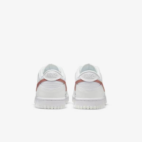 Kids' Nike Dunk Low Older Sneakers White / Metal Red Brown | NK890CLD