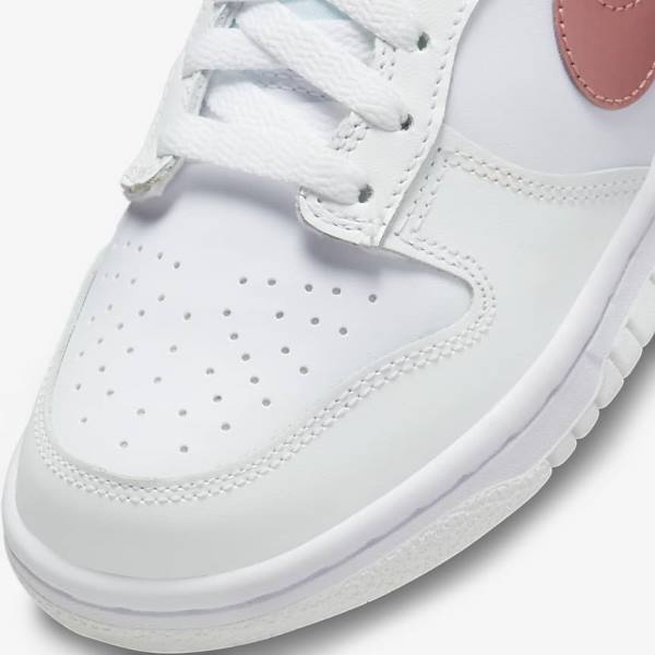 Kids' Nike Dunk Low Older Sneakers White / Metal Red Brown | NK890CLD