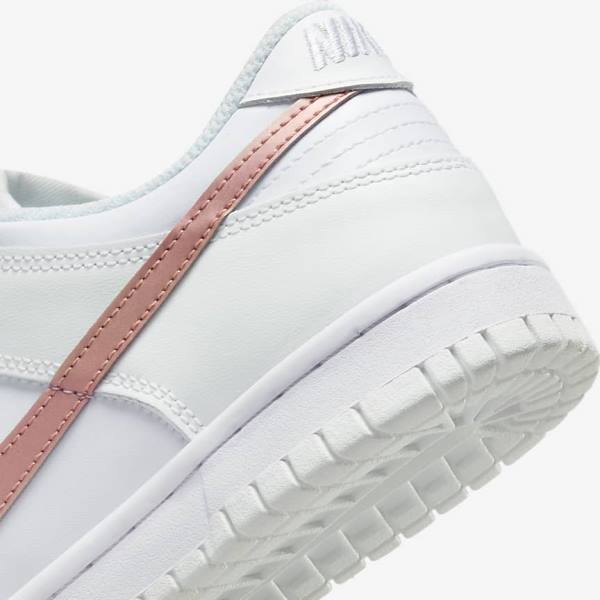 Kids' Nike Dunk Low Older Sneakers White / Metal Red Brown | NK890CLD