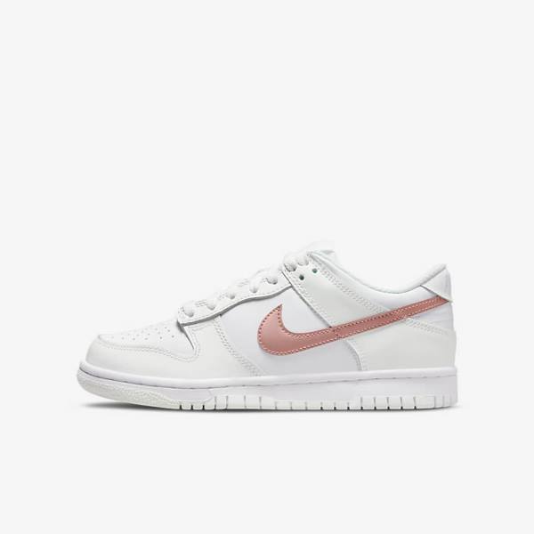 Kids\' Nike Dunk Low Older Sneakers White / Metal Red Brown | NK890CLD