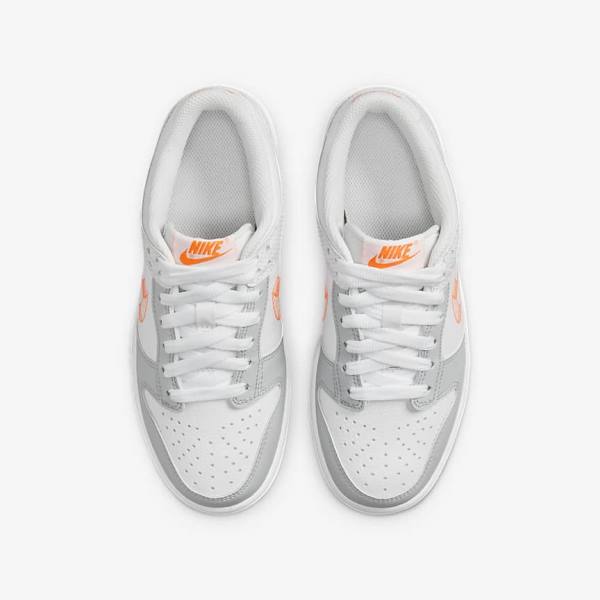 Kids' Nike Dunk Low SE Older Sneakers White / Platinum / Orange | NK403OZT