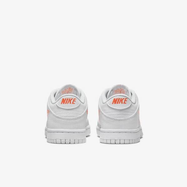 Kids' Nike Dunk Low SE Older Sneakers White / Platinum / Orange | NK403OZT