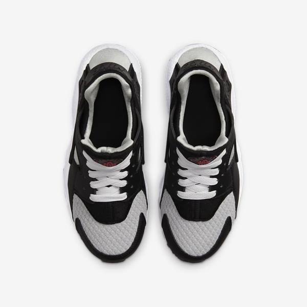 Kids' Nike Huarache Run Older Running Shoes Black / Grey / White / Red | NK209NOL